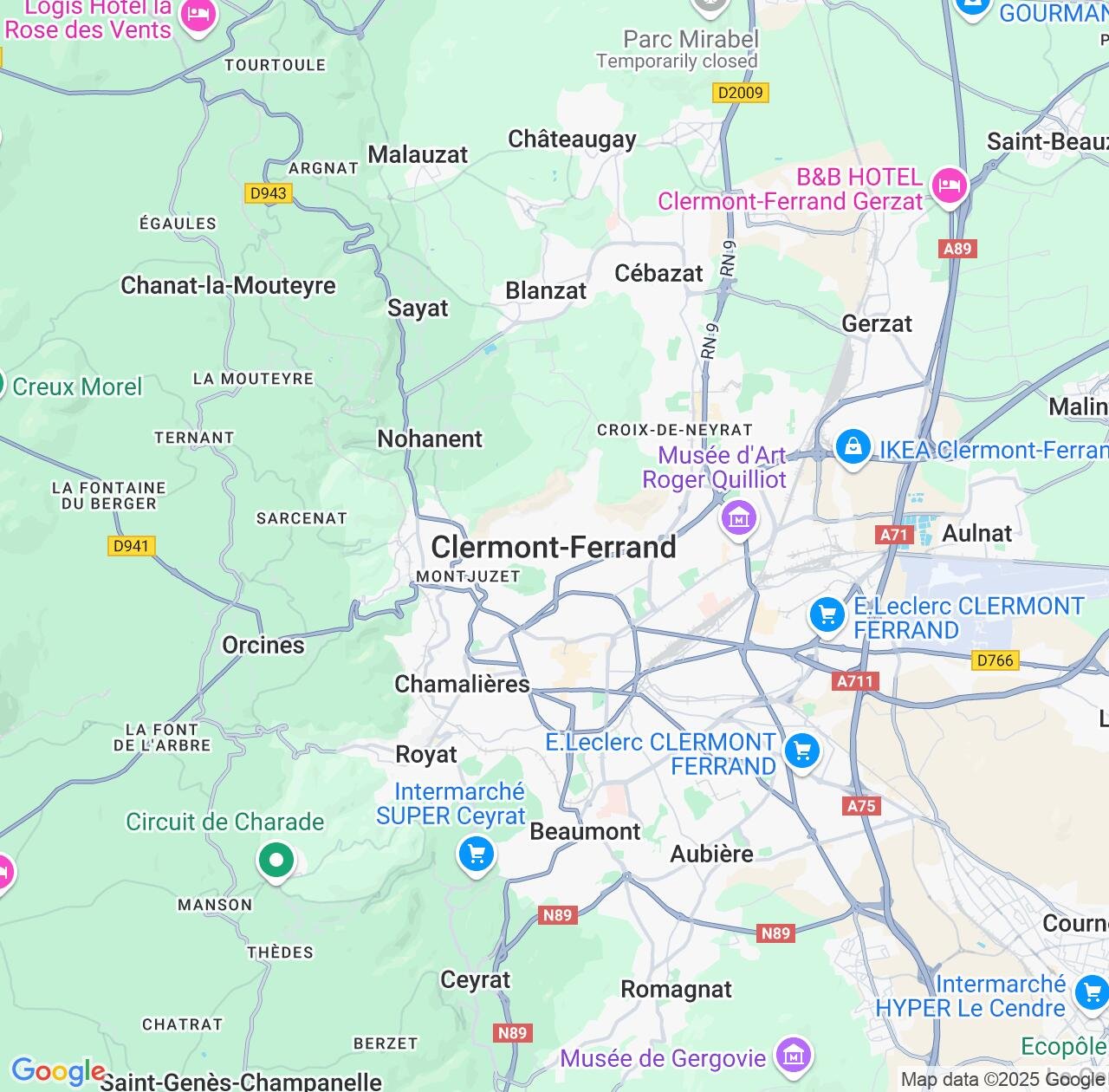 Map image for Intellectual Property Lawyers in Clermont-Ferrand and Auvergne-Rhône-Alpes IP firms at coordinates  ; .