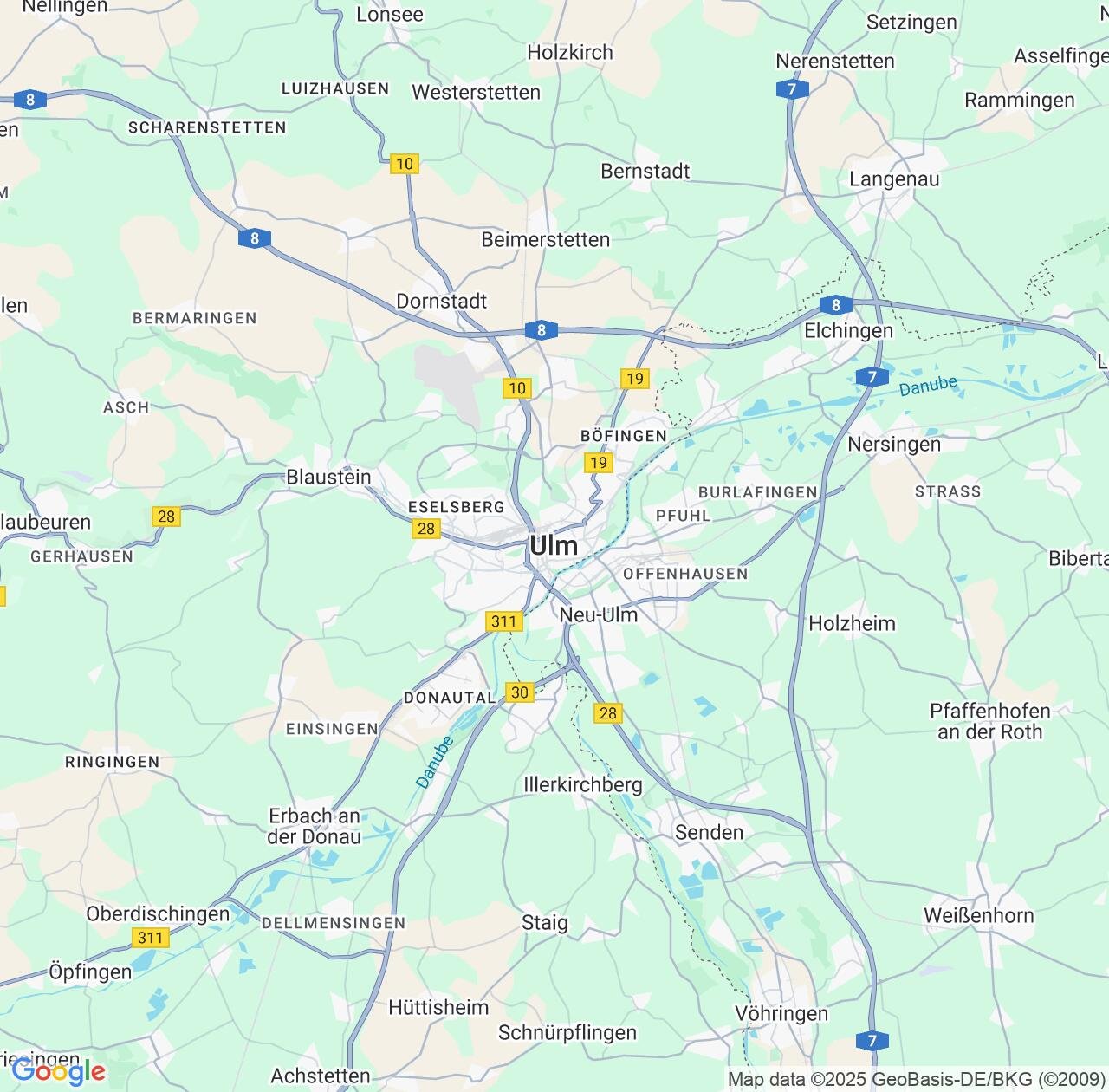 Map image for Intellectual Property Lawyers in Ulm and Baden-Wurttemberg IP firms at coordinates  ; .