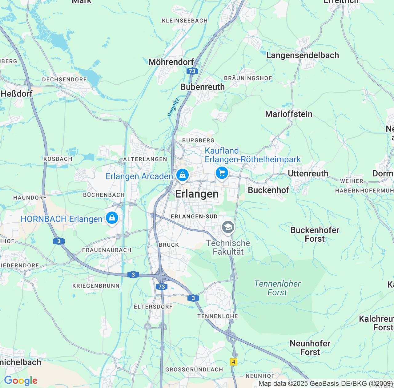 Map image for Intellectual Property Lawyers in Erlangen and Bavaria IP firms at coordinates  ; .