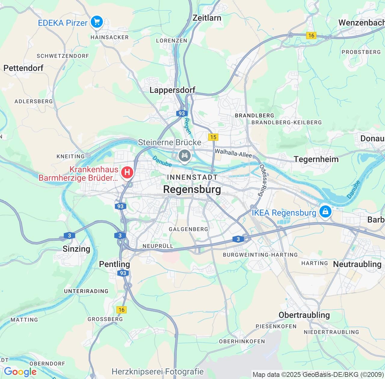 Map image for Intellectual Property Lawyers in Regensburg and Bavaria IP firms at coordinates  ; .
