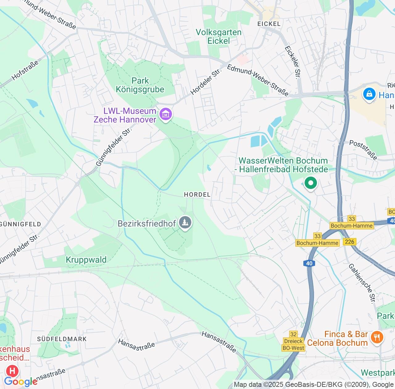 Map image for Intellectual Property Lawyers in Bochum-Hordel and North Rhine-Westphalia IP firms at coordinates  ; .