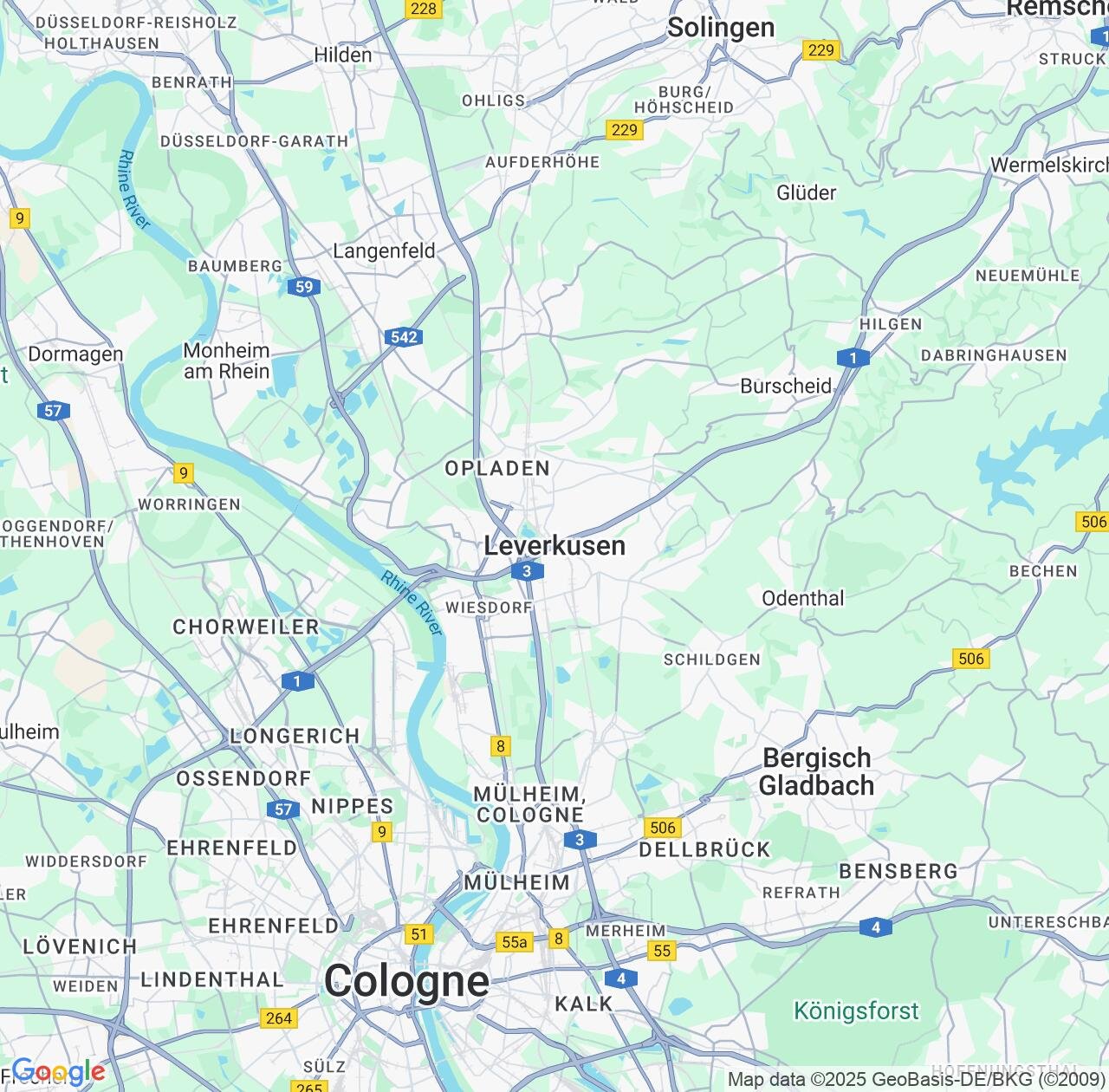 Map image for Intellectual Property Lawyers in Leverkusen and North Rhine-Westphalia IP firms at coordinates  ; .