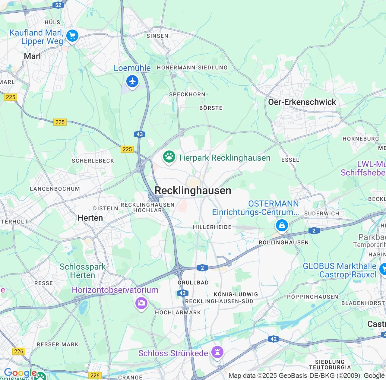 Map image for Intellectual Property Lawyers in Recklinghausen and North Rhine-Westphalia IP firms at coordinates  ; .