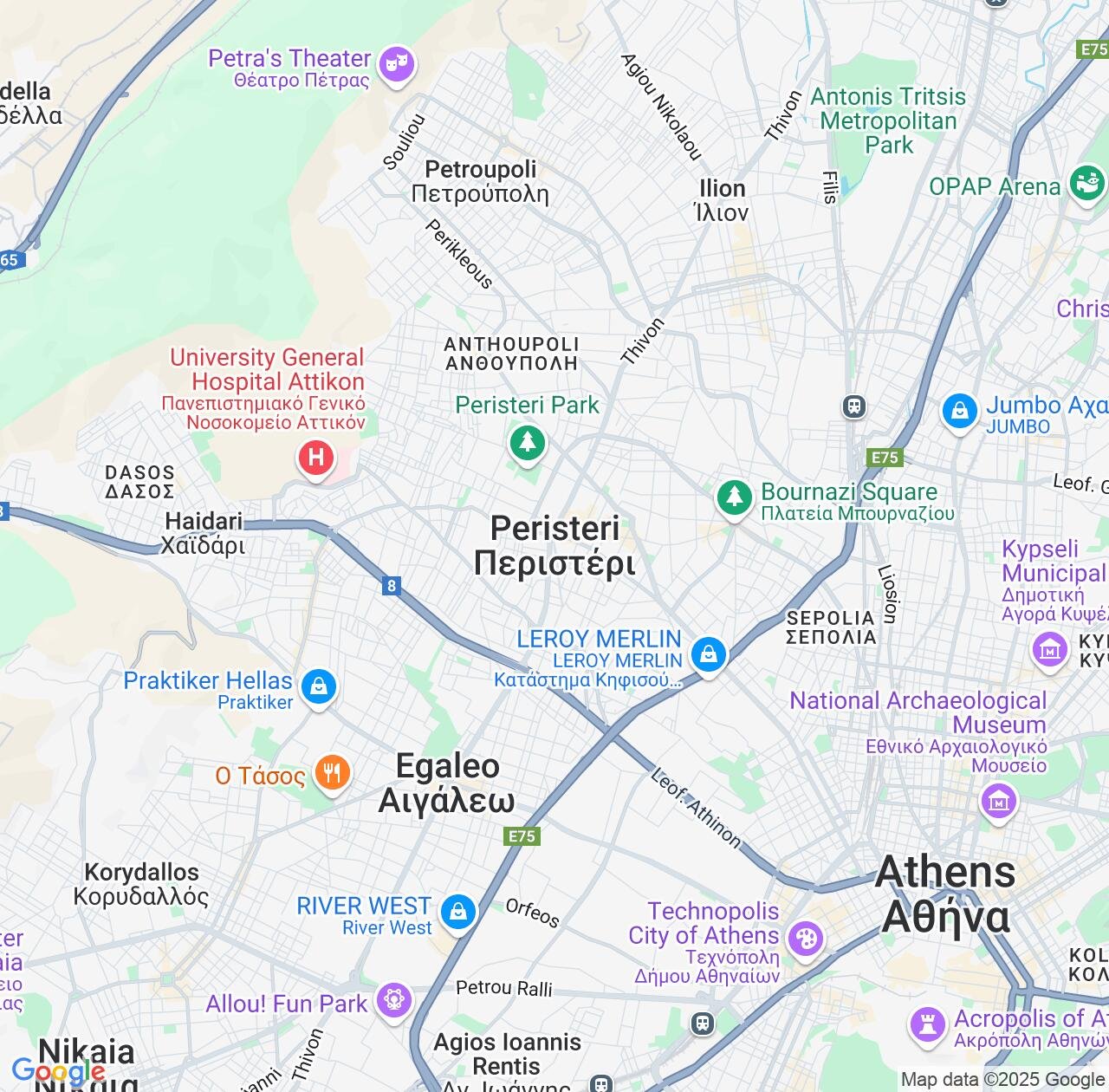 Map image for Intellectual Property Lawyers in Peristeri and Attica IP firms at coordinates  ; .
