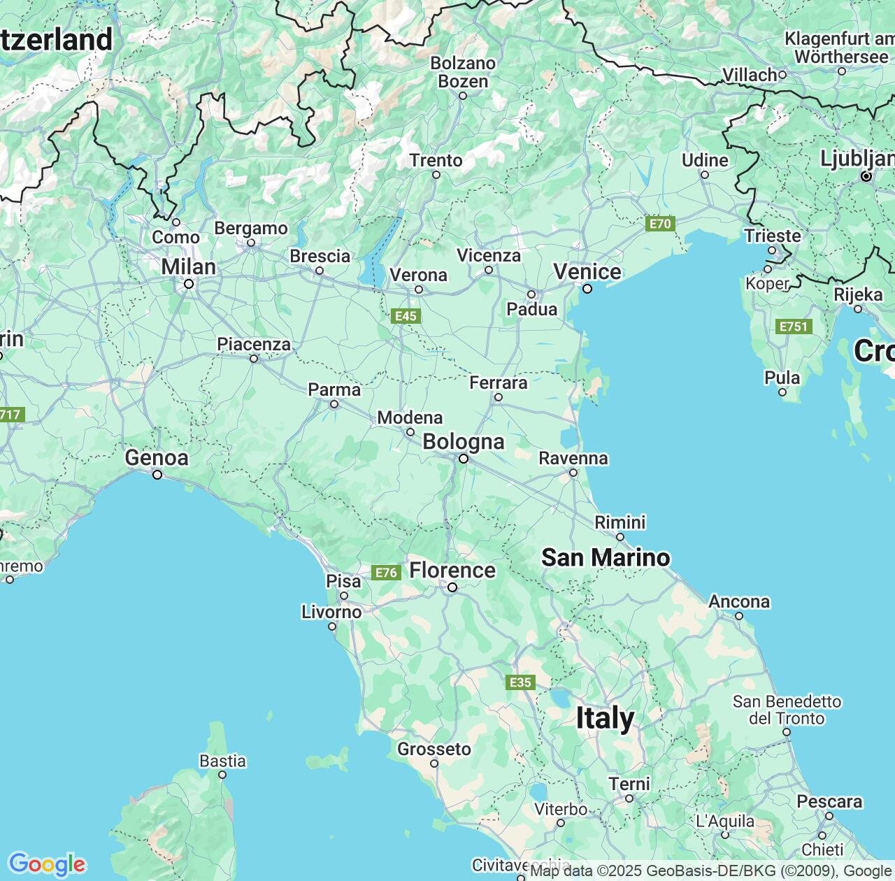 Map image for Intellectual Property Lawyers in Emilia-Romagna and Italy IP firms at coordinates  ; .