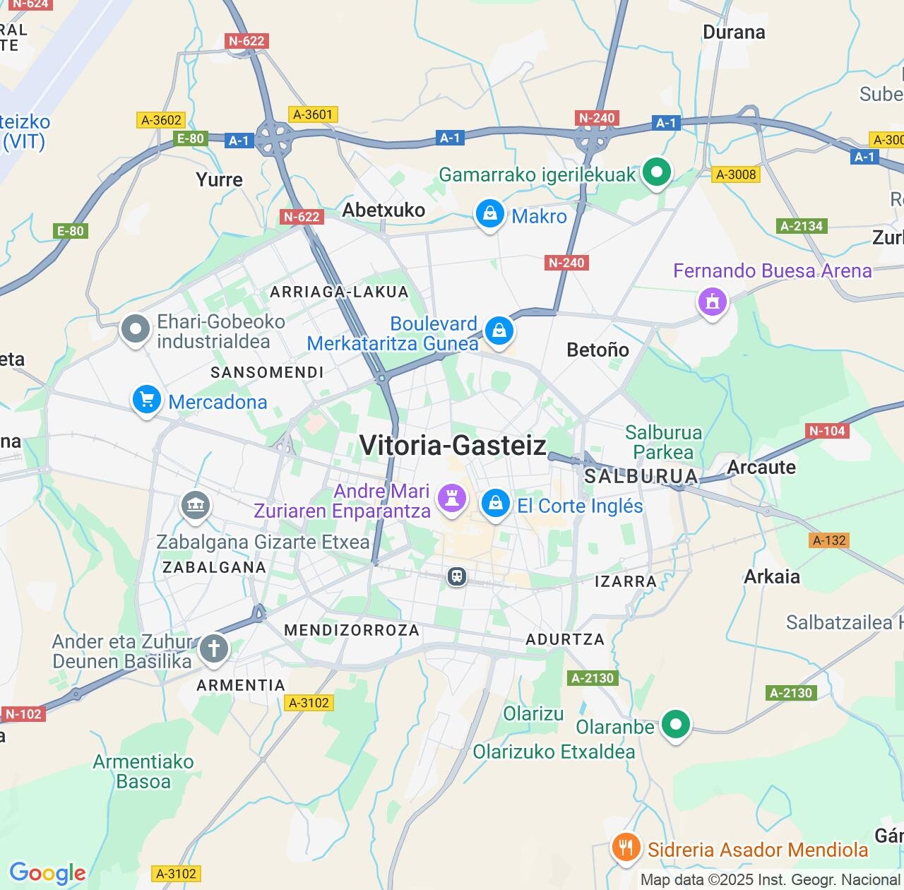 Map image for Intellectual Property Lawyers in Gasteiz / Vitoria and Basque Country IP firms at coordinates  ; .