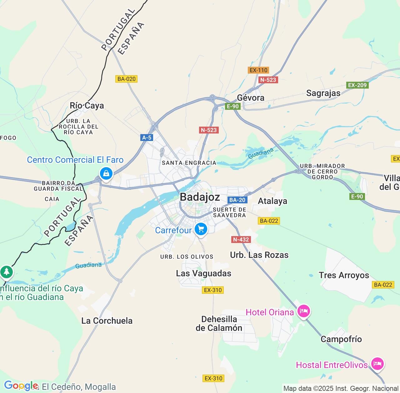 Map image for Intellectual Property Lawyers in Badajoz and Extremadura IP firms at coordinates  ; .