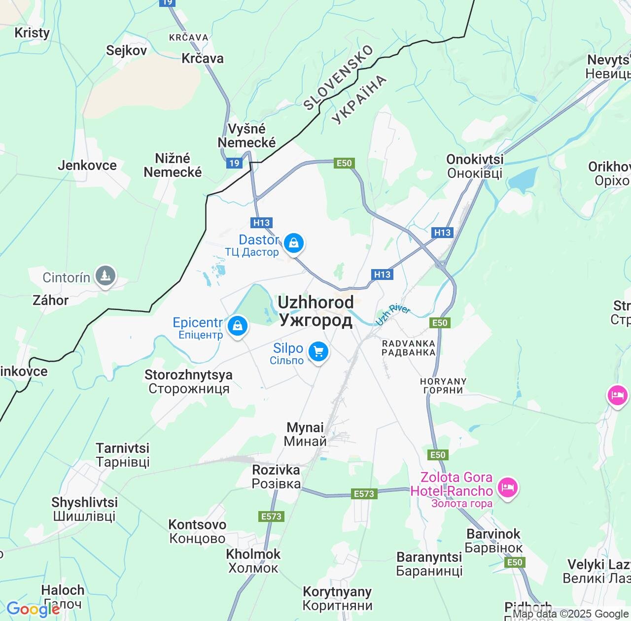 Map image for Intellectual Property Lawyers in Uzhhorod and Transcarpathia IP firms at coordinates  ; .