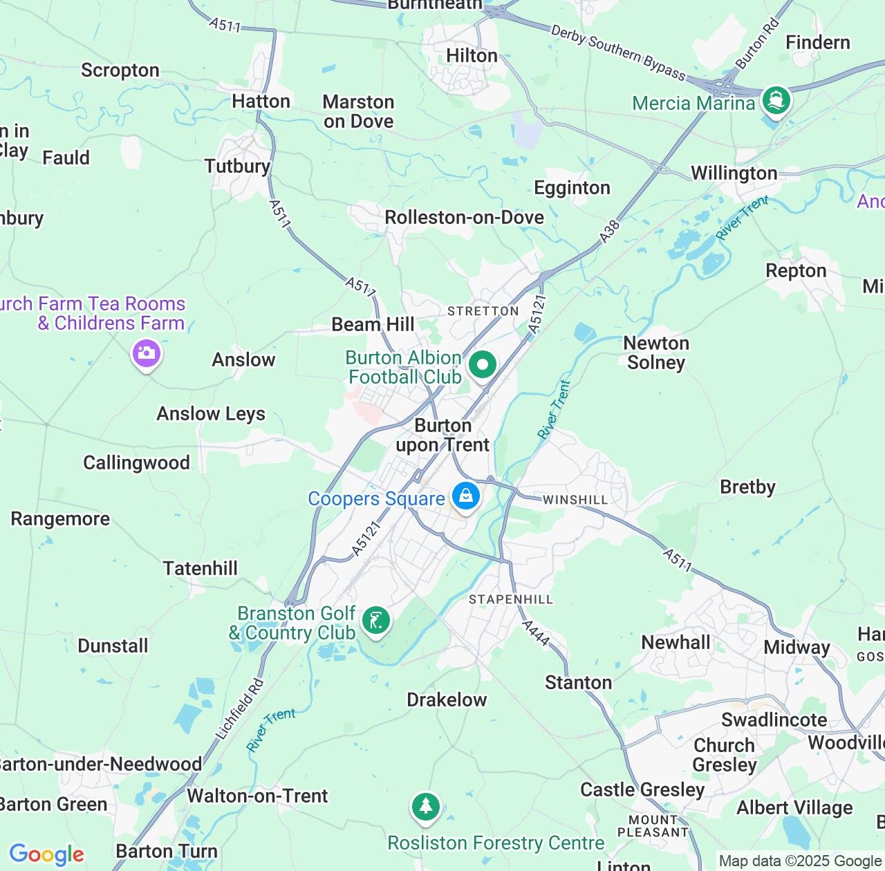 Map image for Intellectual Property Lawyers in Burton upon Trent and England IP firms at coordinates  ; .