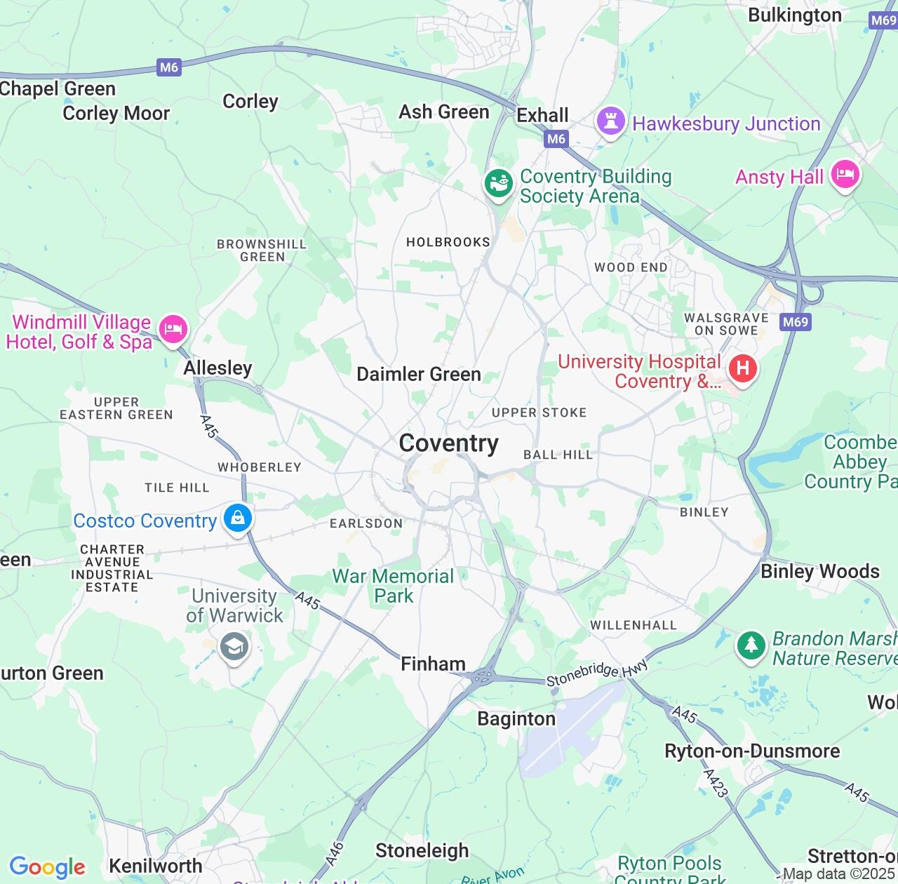 Map image for Intellectual Property Lawyers in Coventry and England IP firms at coordinates  ; .