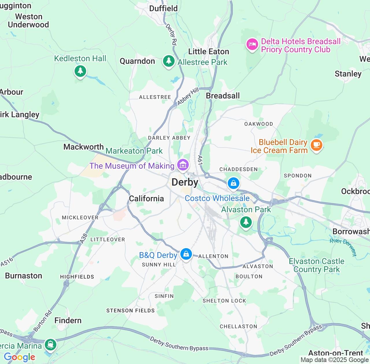 Map image for Intellectual Property Lawyers in Derby and England IP firms at coordinates  ; .