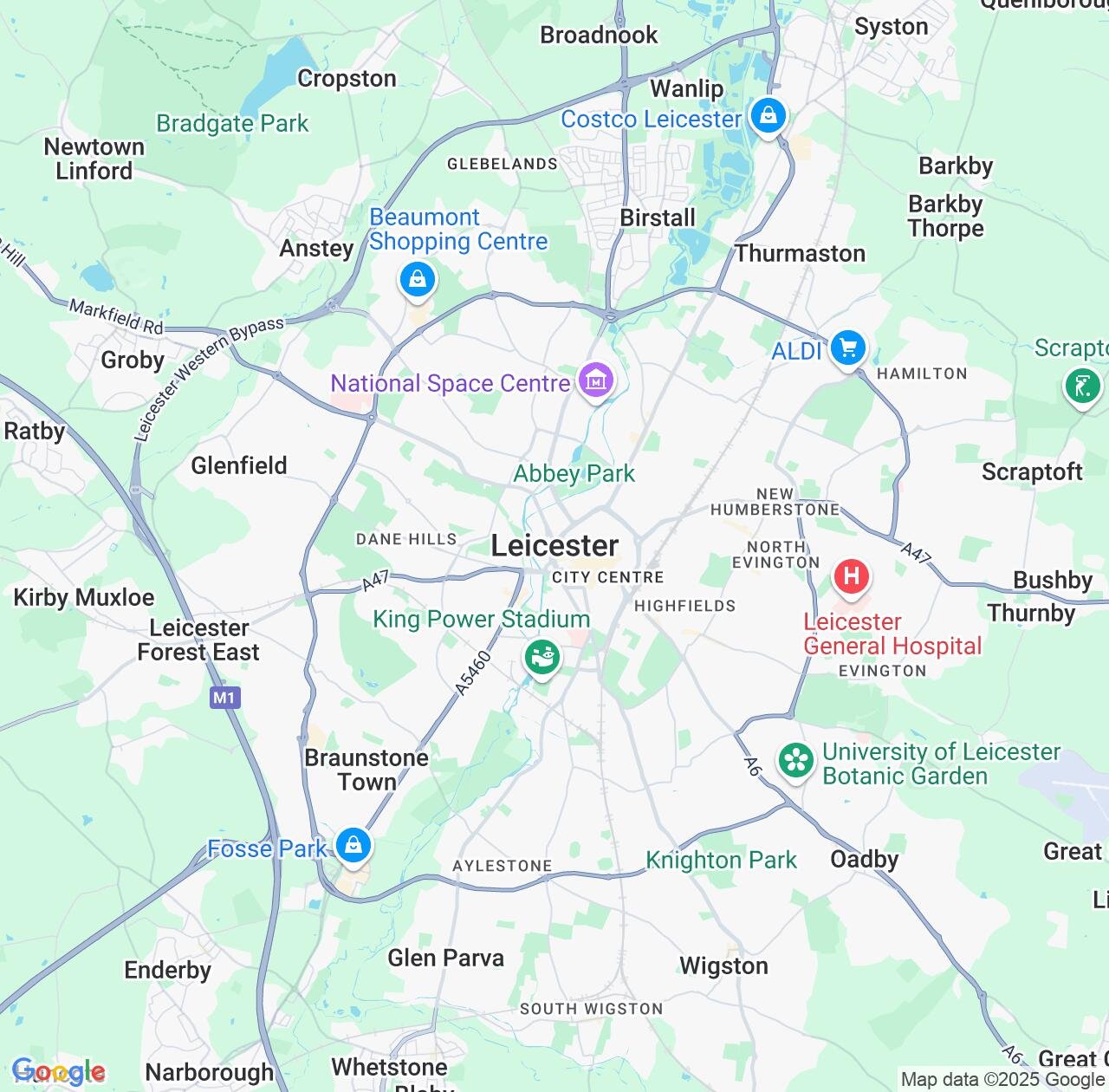 Map image for Intellectual Property Lawyers in Leicester and England IP firms at coordinates  ; .