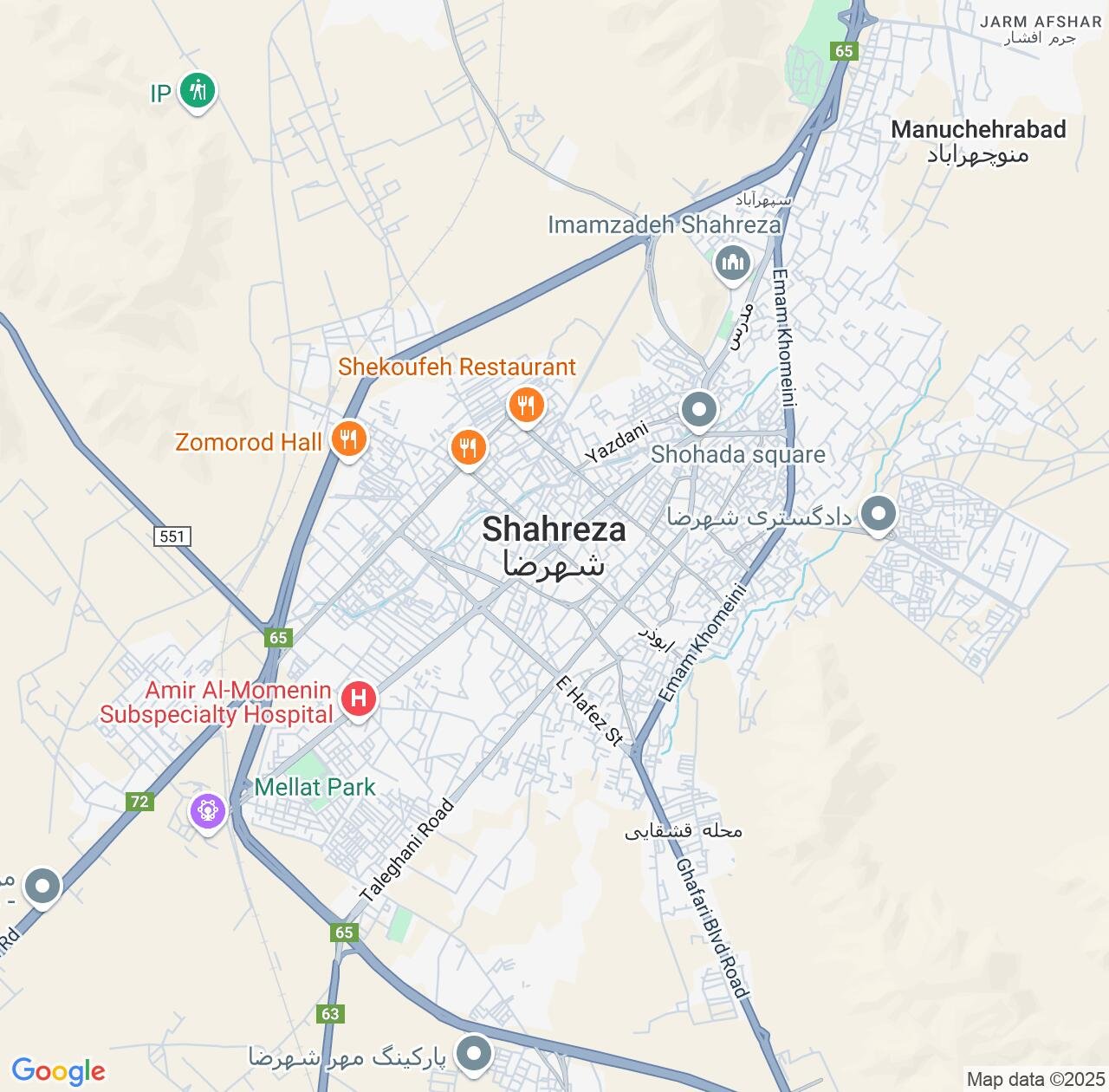 Map image for Intellectual Property Lawyers in Shahreza and Isfahan IP firms at coordinates  ; .