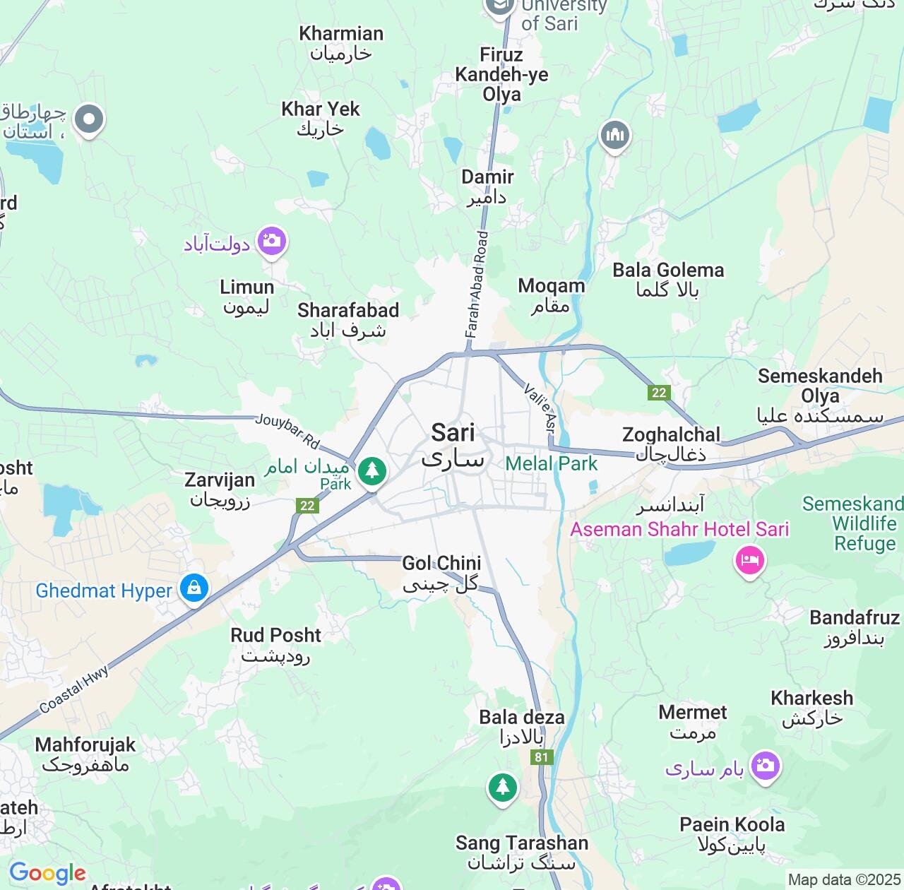 Map image for Intellectual Property Lawyers in Sari and Māzandarān IP firms at coordinates  ; .