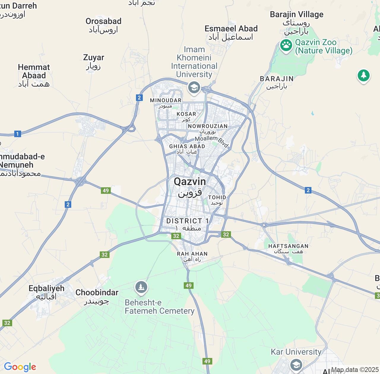 Map image for Intellectual Property Lawyers in Qazvin and Qazvin Province IP firms at coordinates  ; .