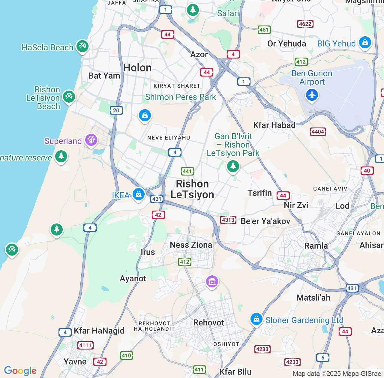 Map image for Intellectual Property Lawyers in Rishon LeTsiyyon and Central District IP firms at coordinates  ; .