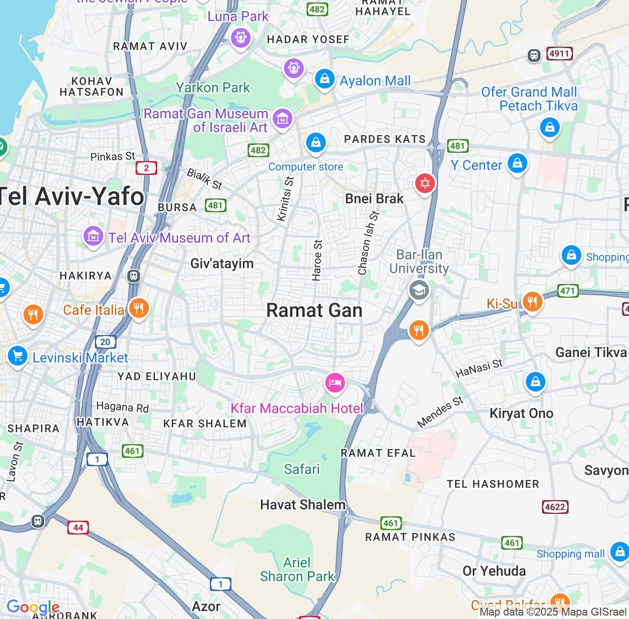 Map image for Intellectual Property Lawyers in Ramat Gan and Tel Aviv IP firms at coordinates  ; .