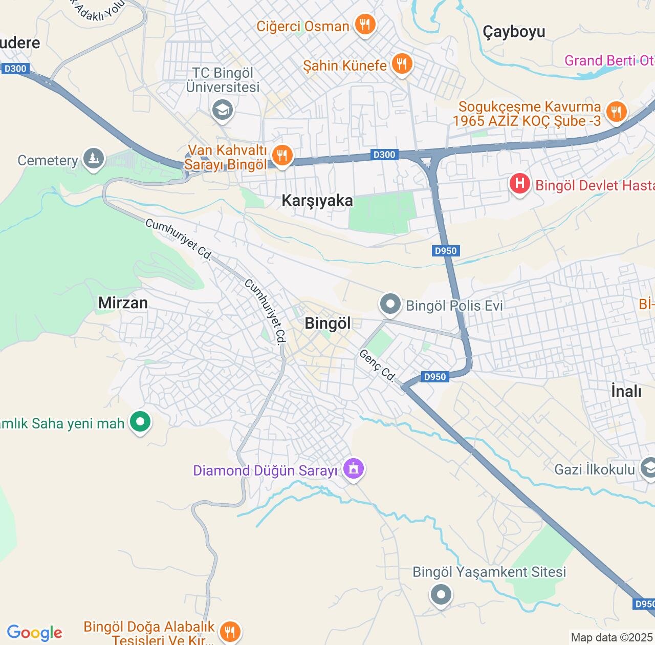 Map image for Intellectual Property Lawyers in Bingöl and Turkey IP firms at coordinates  ; .