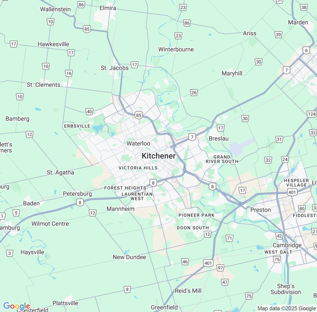 Map image for Intellectual Property Lawyers in Kitchener and Ontario IP firms at coordinates  ; .