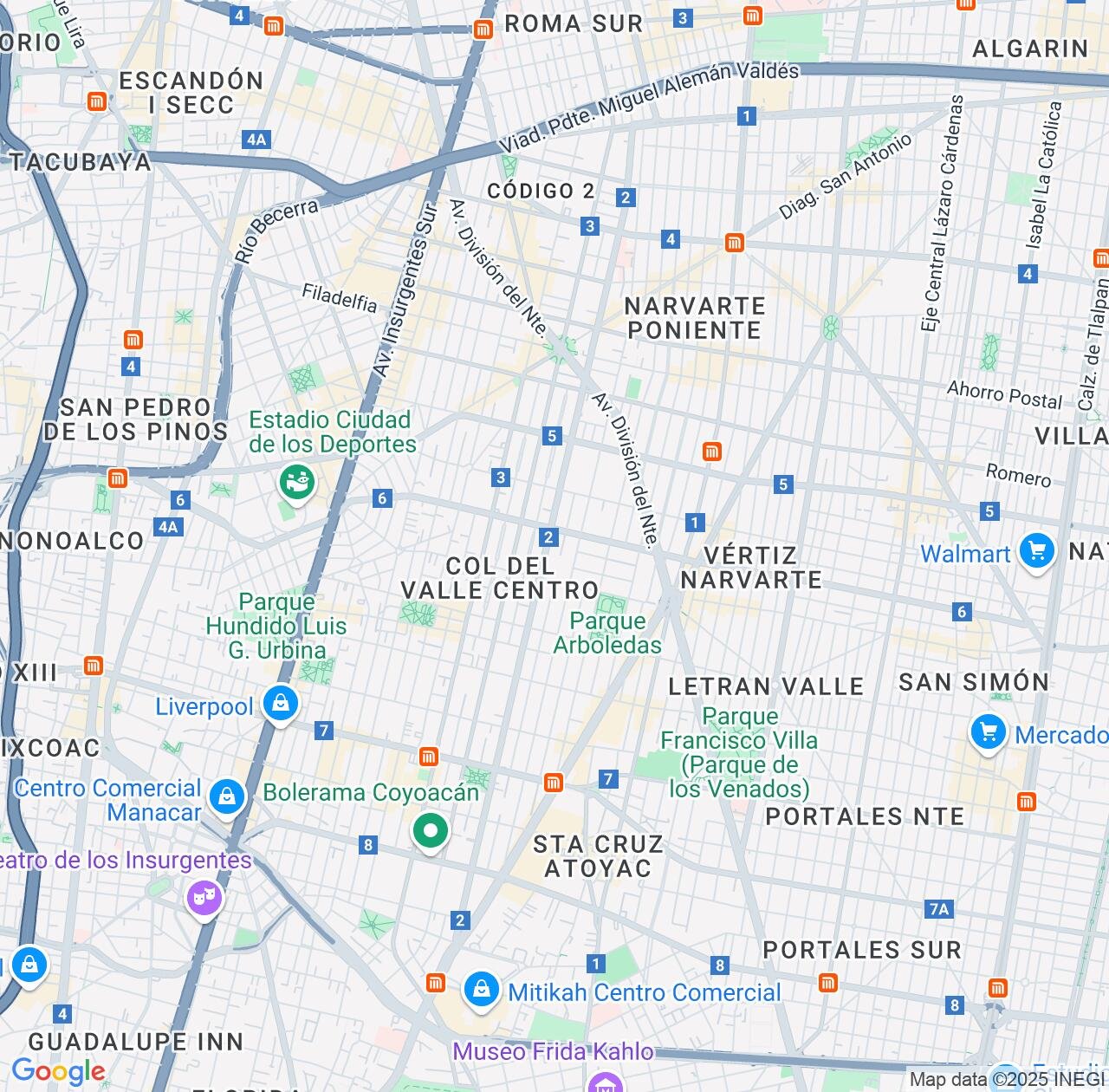 Map image for Intellectual Property Lawyers in Colonia del Valle and Mexico City IP firms at coordinates  ; .