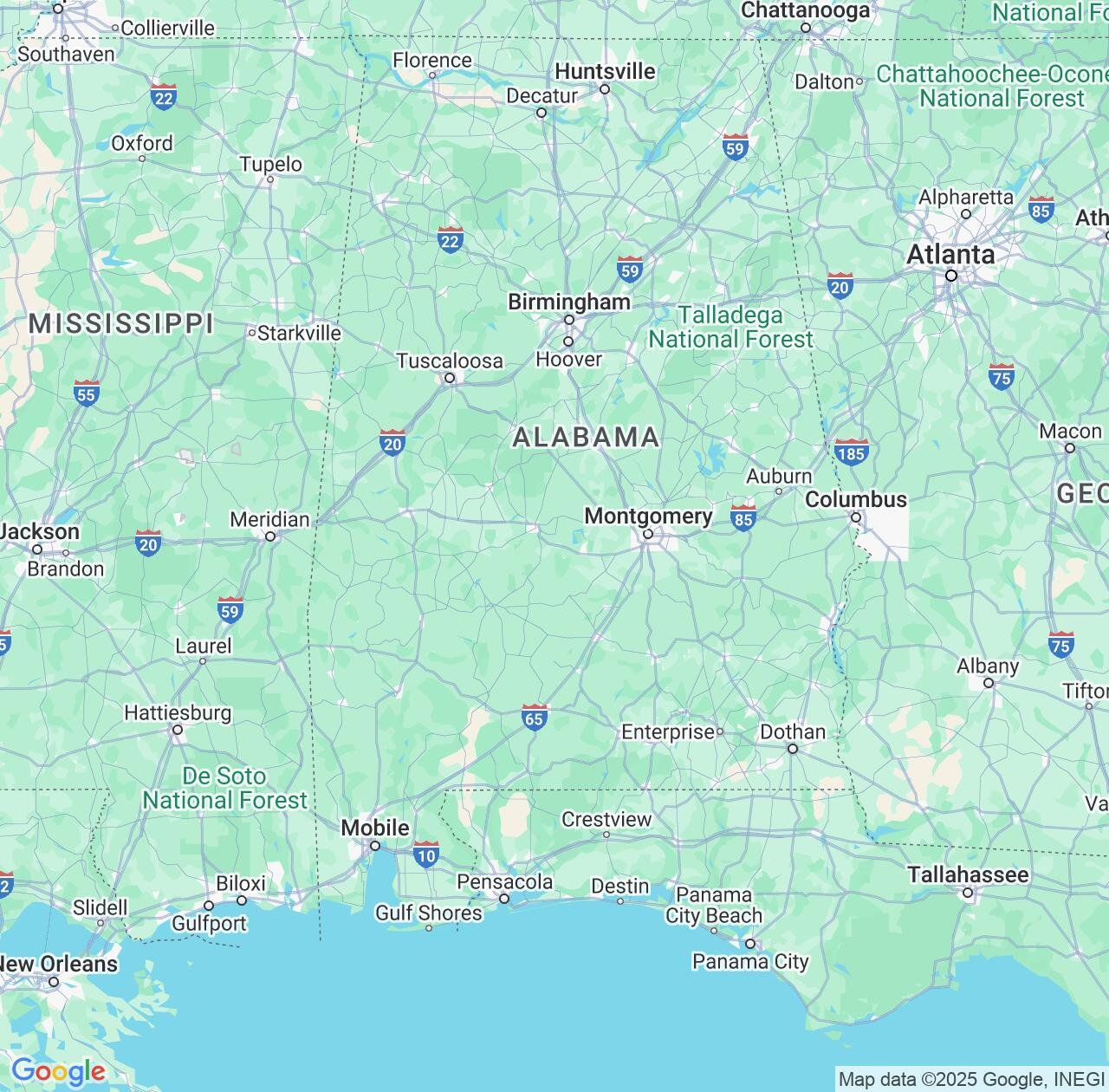 Map image for Intellectual Property Lawyers in Alabama and United States IP firms at coordinates  ; .