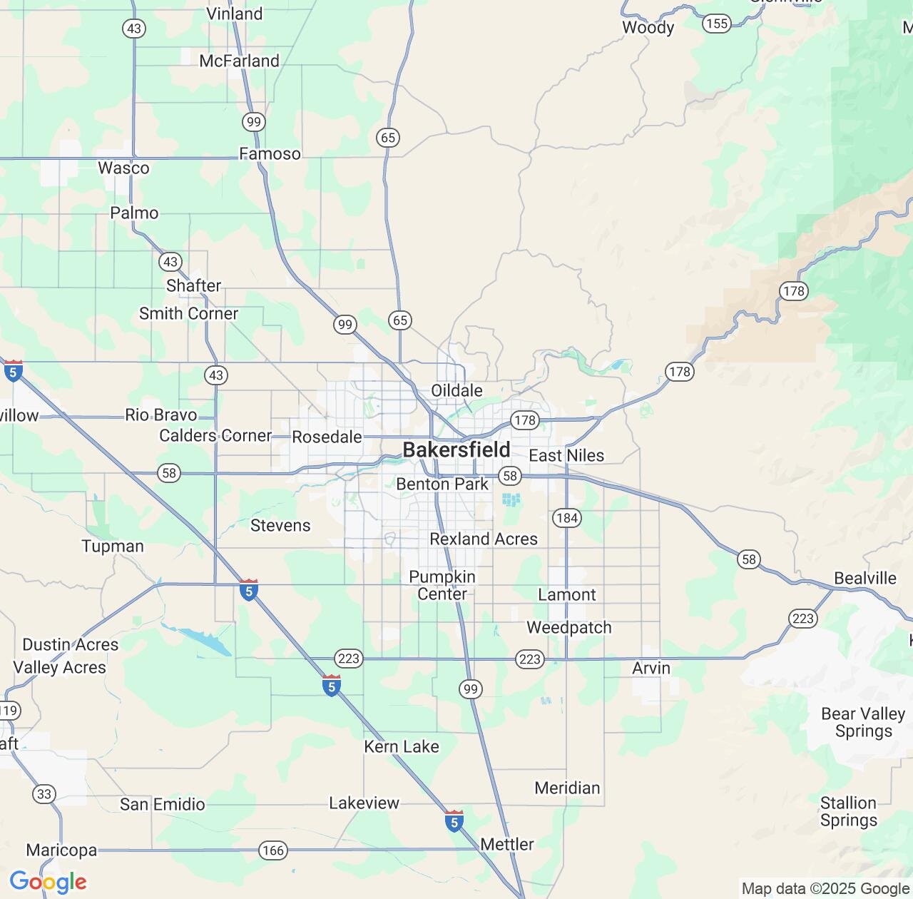 Map image for Intellectual Property Lawyers in Bakersfield and California IP firms at coordinates  ; .