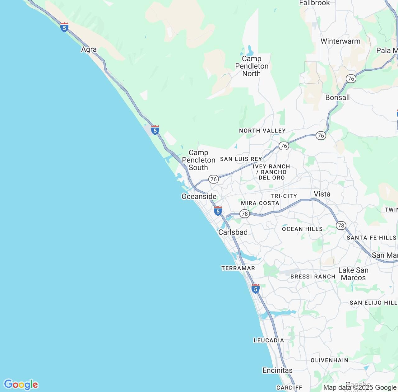 Map image for Intellectual Property Lawyers in Oceanside and California IP firms at coordinates  ; .
