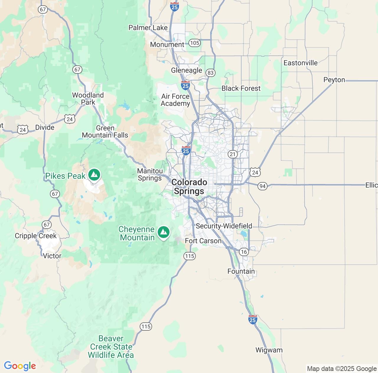 Map image for Intellectual Property Lawyers in Colorado Springs and Colorado IP firms at coordinates  ; .