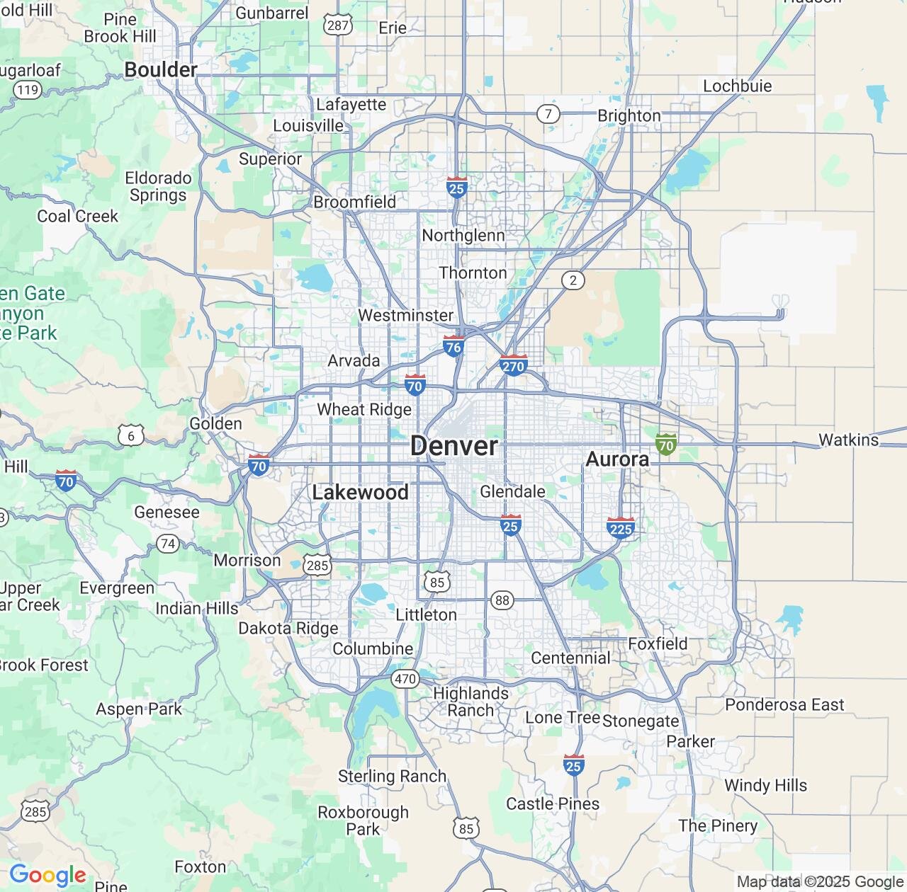 Map image for Intellectual Property Lawyers in Denver and Colorado IP firms at coordinates  ; .