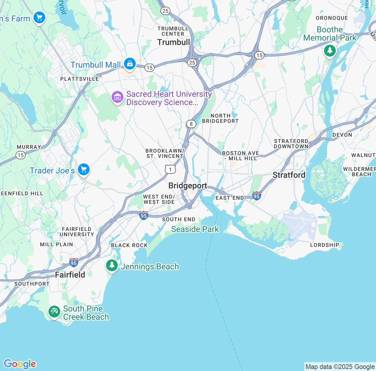 Map image for Intellectual Property Lawyers in Bridgeport and Connecticut IP firms at coordinates  ; .