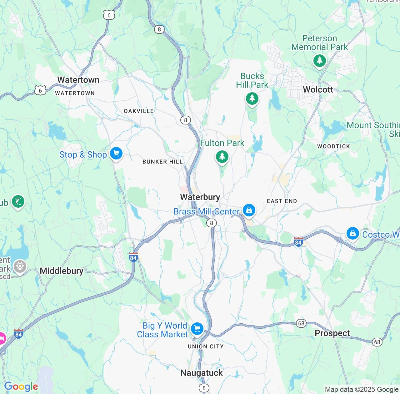 Map image for Intellectual Property Lawyers in Waterbury and Connecticut IP firms at coordinates  ; .