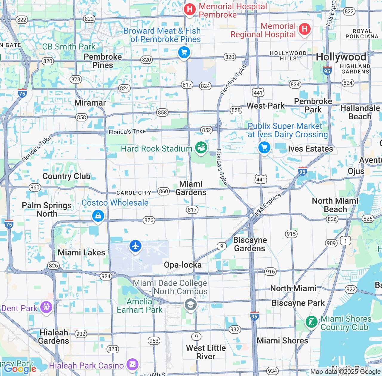 Map image for Intellectual Property Lawyers in Miami Gardens and Florida IP firms at coordinates  ; .