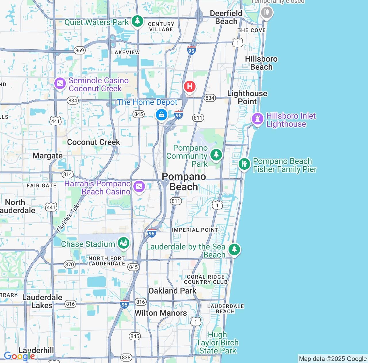 Map image for Intellectual Property Lawyers in Pompano Beach and Florida IP firms at coordinates  ; .