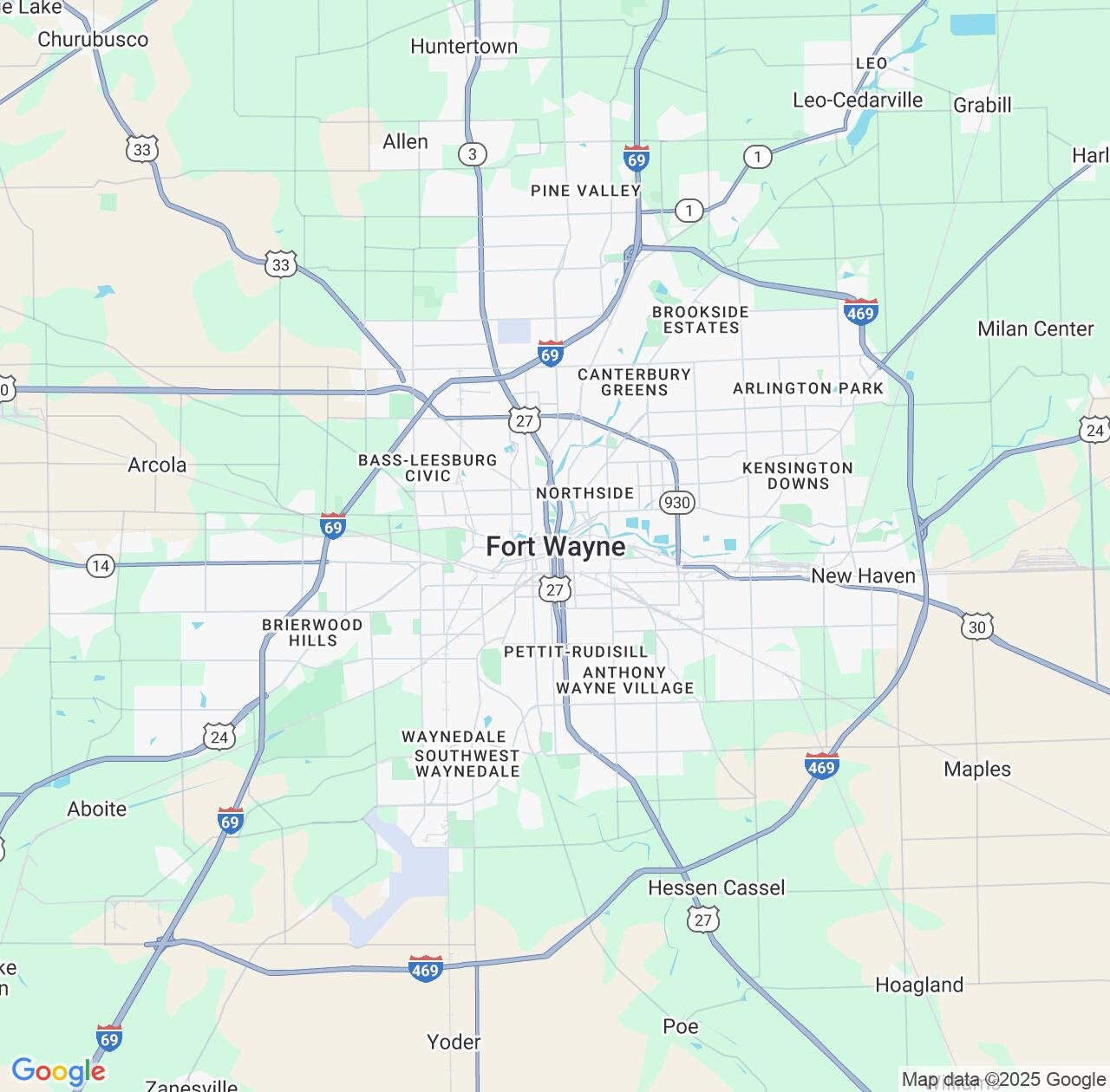 Map image for Intellectual Property Lawyers in Fort Wayne and Indiana IP firms at coordinates  ; .