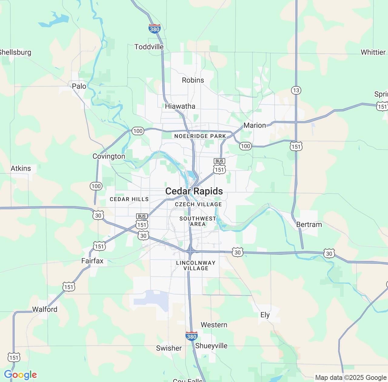 Map image for Intellectual Property Lawyers in Cedar Rapids and Iowa IP firms at coordinates  ; .