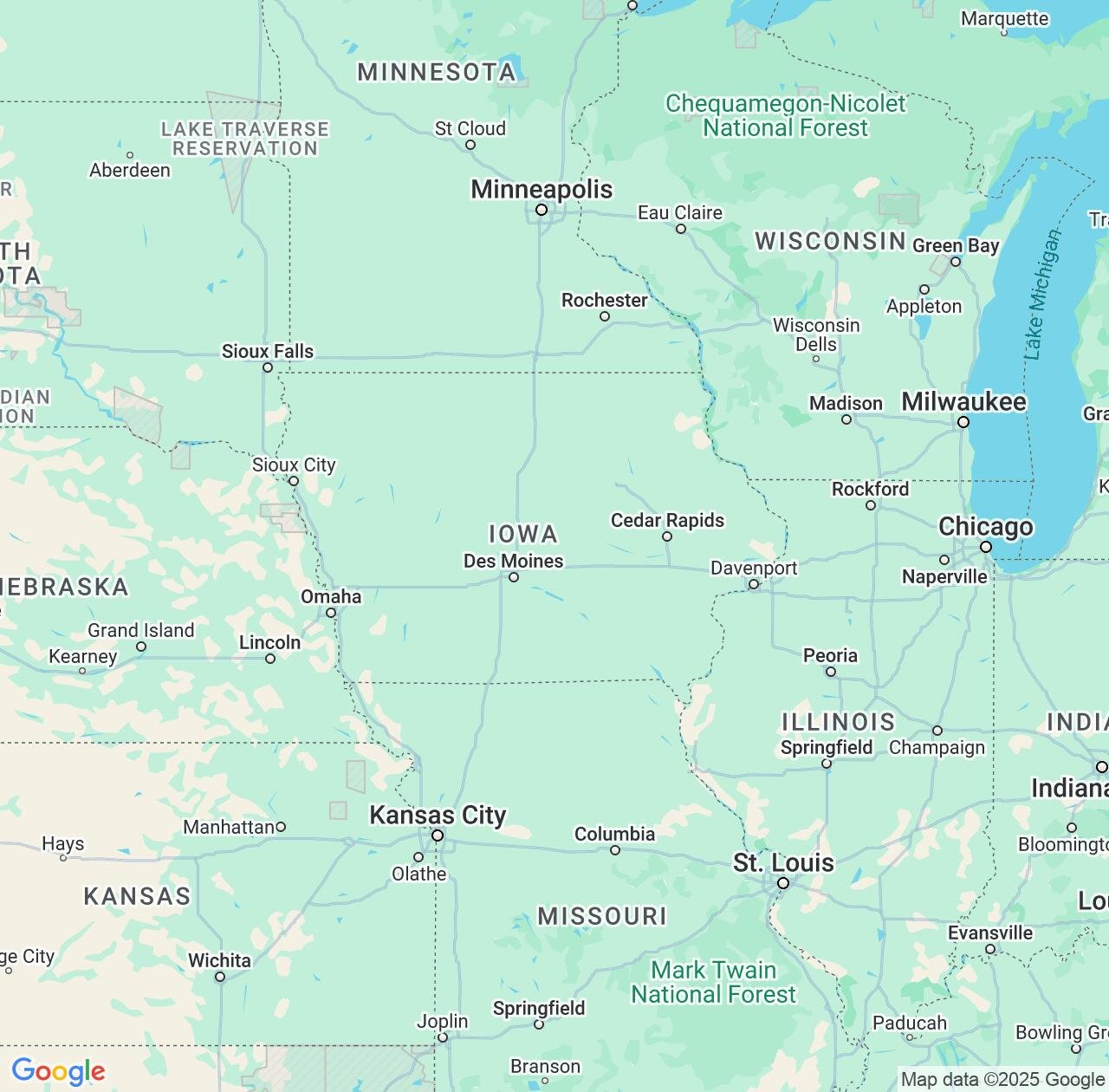 Map image for Intellectual Property Lawyers in Iowa and United States IP firms at coordinates  ; .