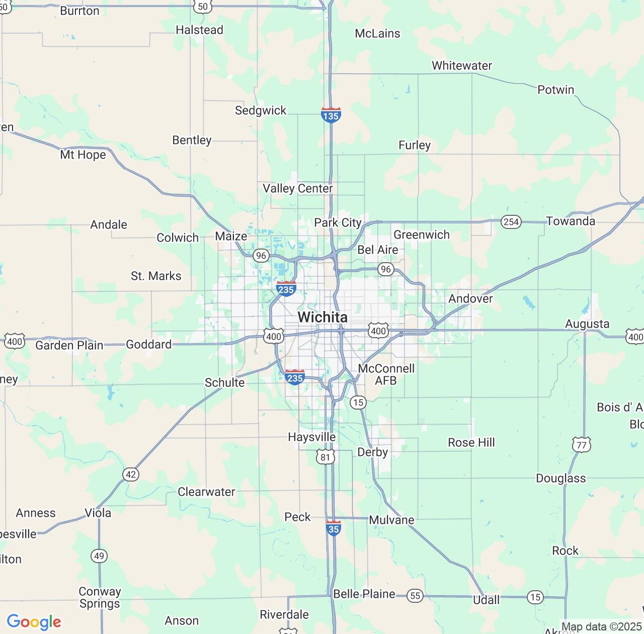 Map image for Intellectual Property Lawyers in Wichita and Kansas IP firms at coordinates  ; .