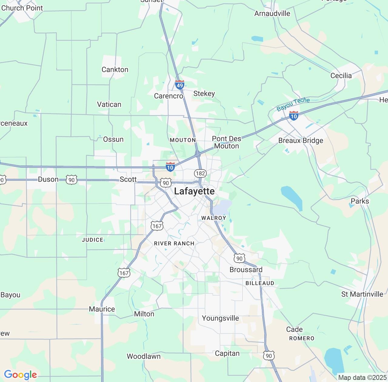 Map image for Intellectual Property Lawyers in Lafayette and Louisiana IP firms at coordinates  ; .