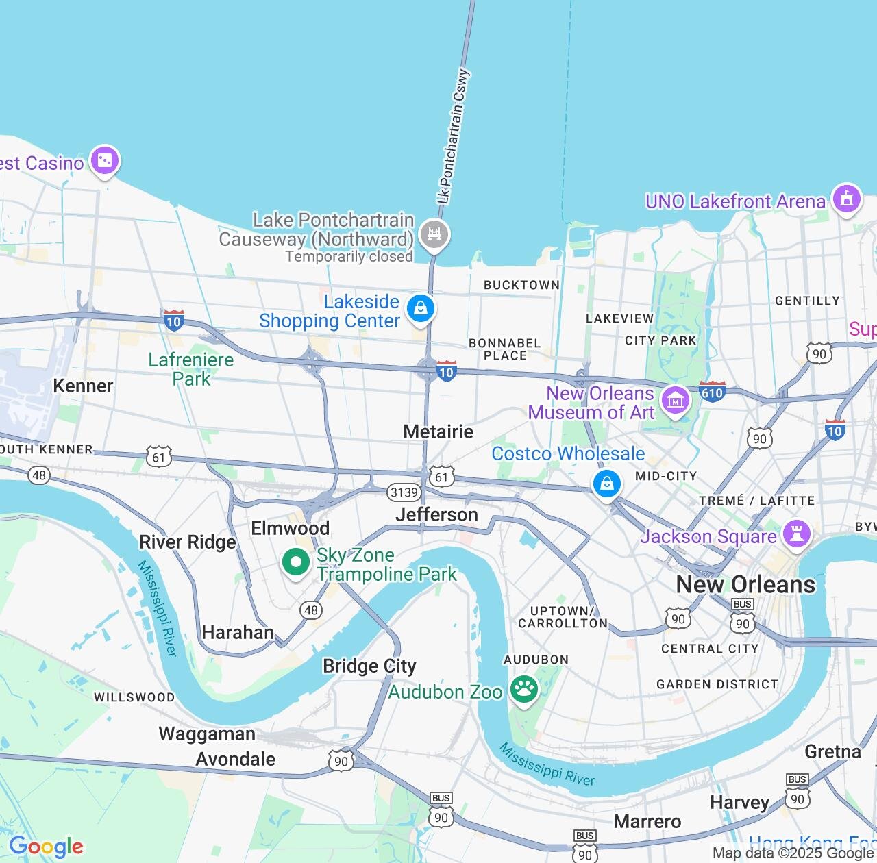 Map image for Intellectual Property Lawyers in Metairie and Louisiana IP firms at coordinates  ; .