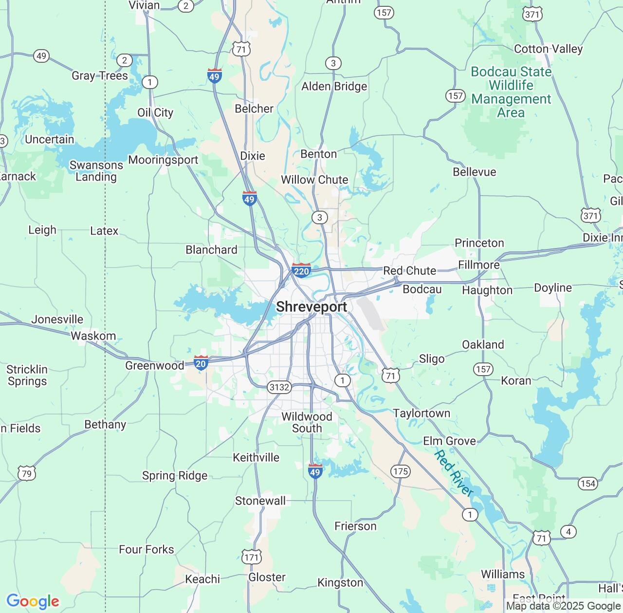 Map image for Intellectual Property Lawyers in Shreveport and Louisiana IP firms at coordinates  ; .