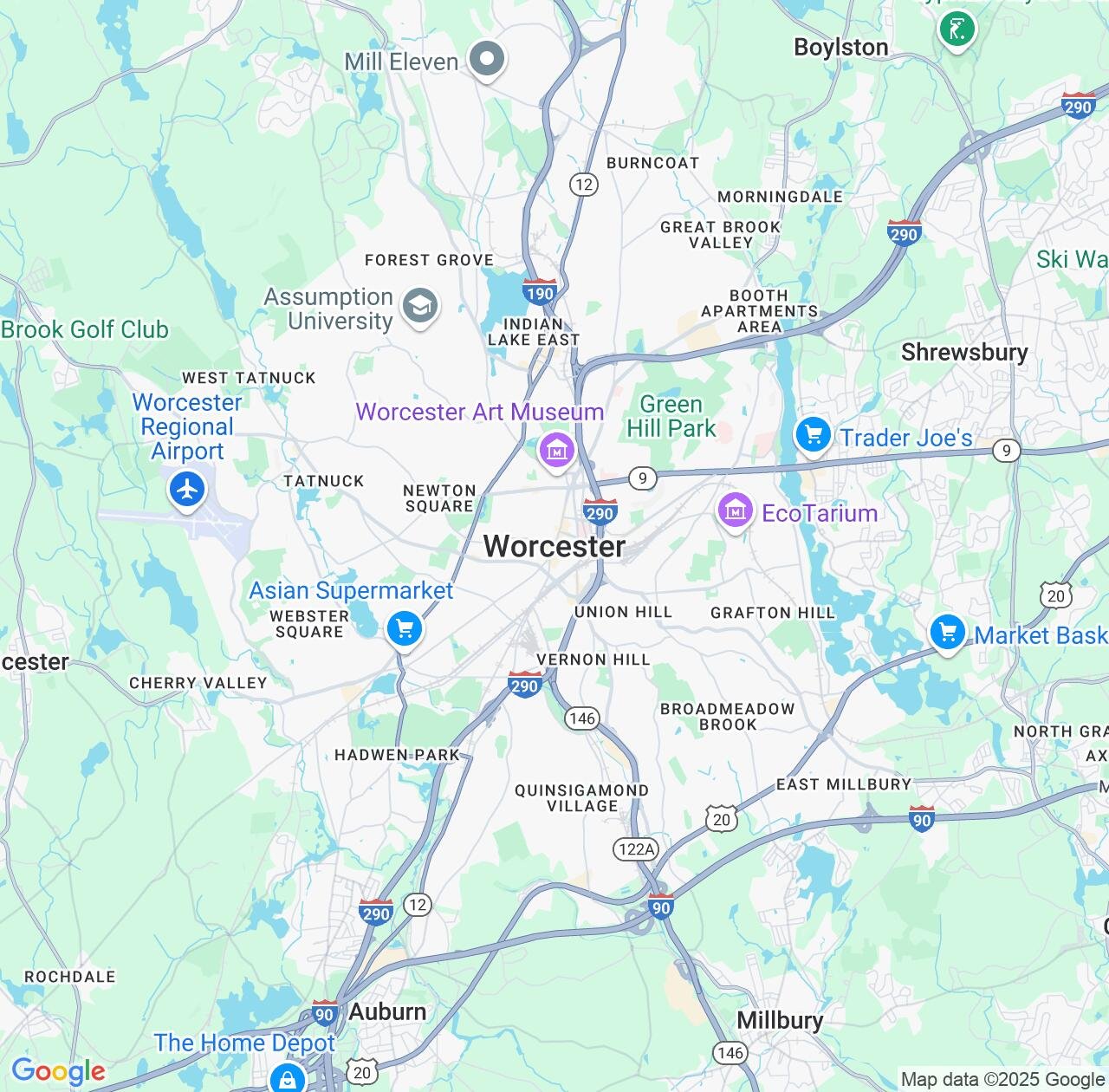 Map image for Intellectual Property Lawyers in Worcester and Massachusetts IP firms at coordinates  ; .