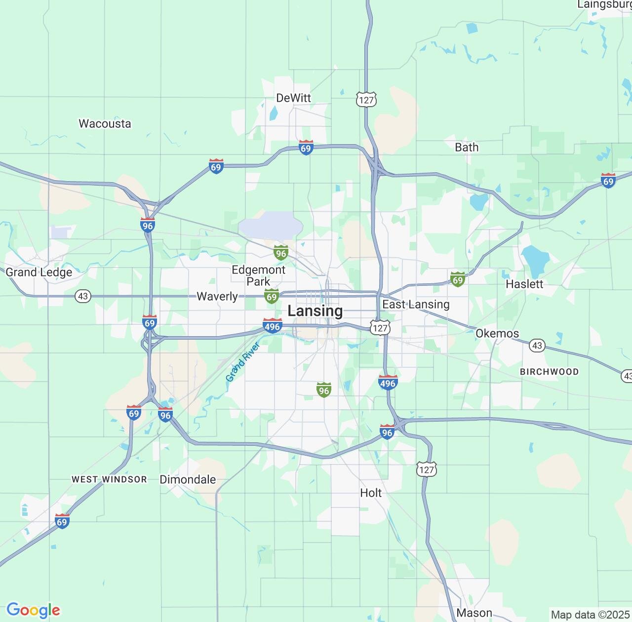 Map image for Intellectual Property Lawyers in Lansing and Michigan IP firms at coordinates  ; .