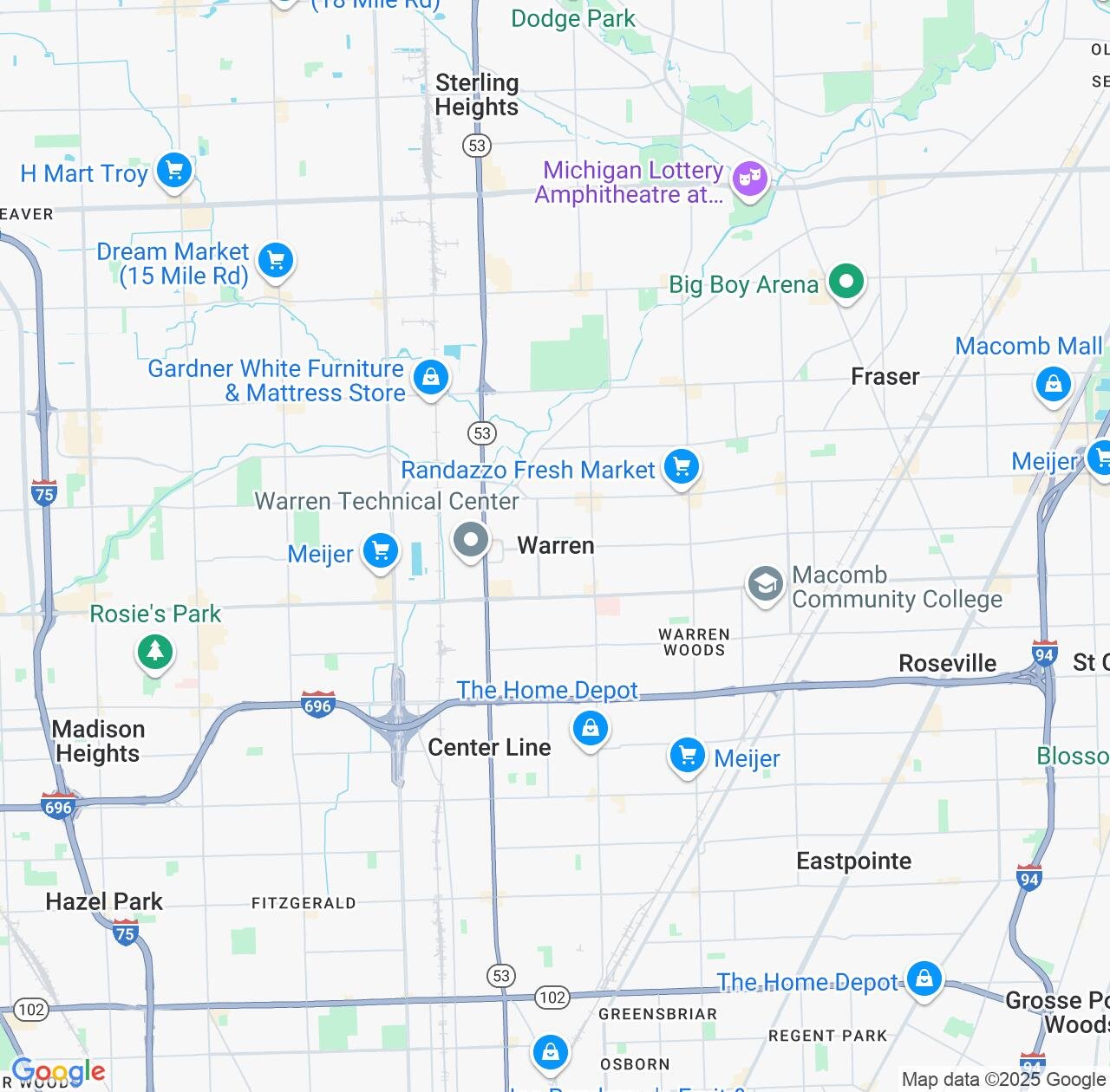 Map image for Intellectual Property Lawyers in Warren and Michigan IP firms at coordinates  ; .