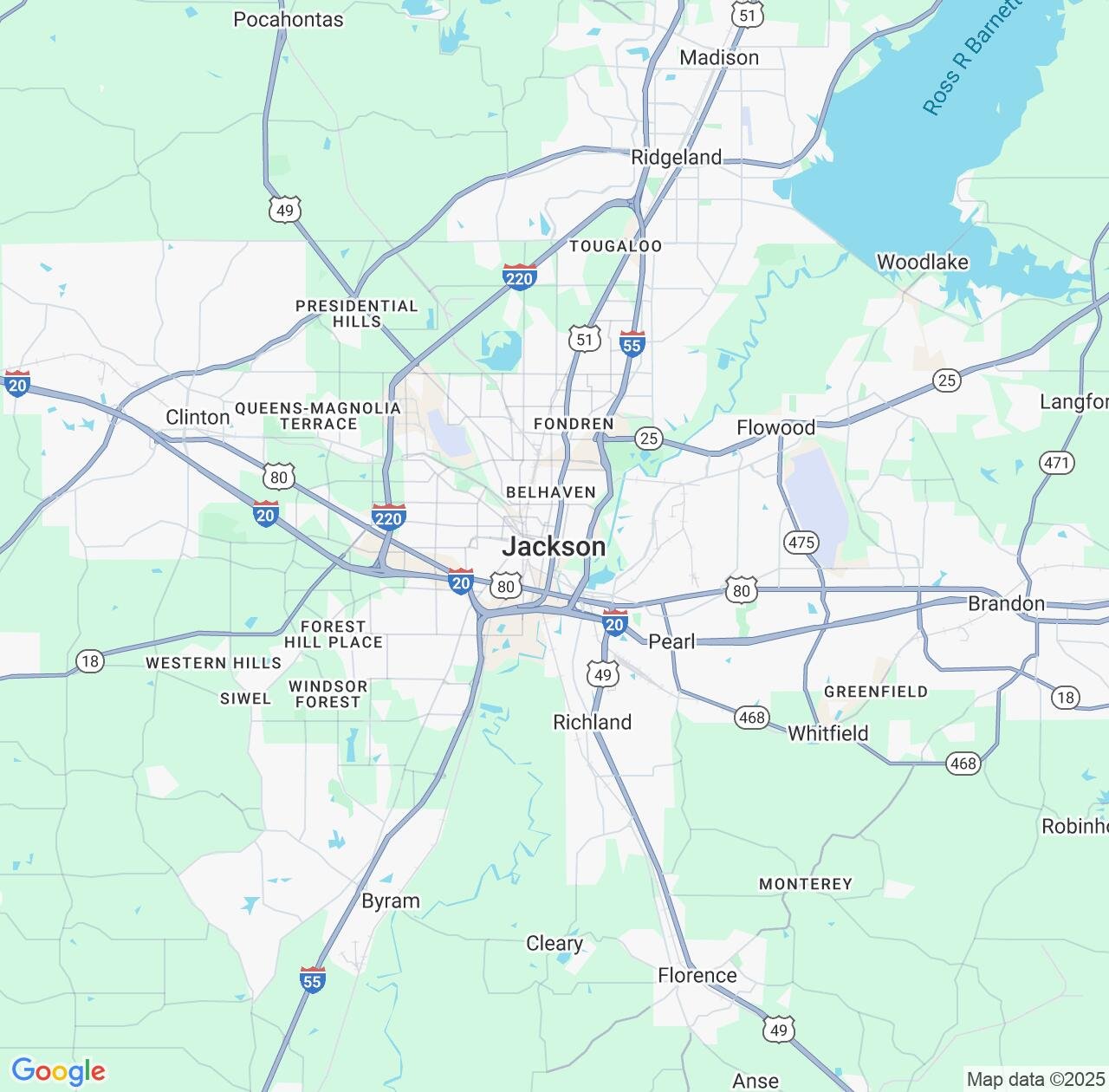 Map image for Intellectual Property Lawyers in Jackson and Mississippi IP firms at coordinates  ; .