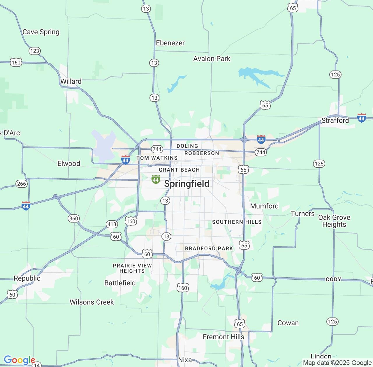 Map image for Intellectual Property Lawyers in Springfield and Missouri IP firms at coordinates  ; .