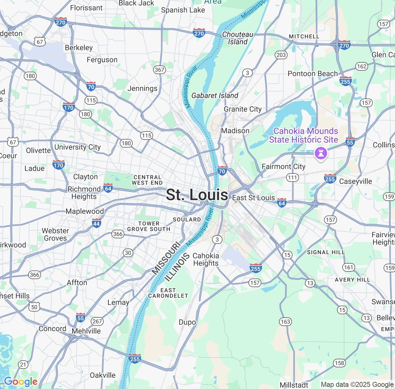 Map image for Intellectual Property Lawyers in St. Louis and Missouri IP firms at coordinates  ; .