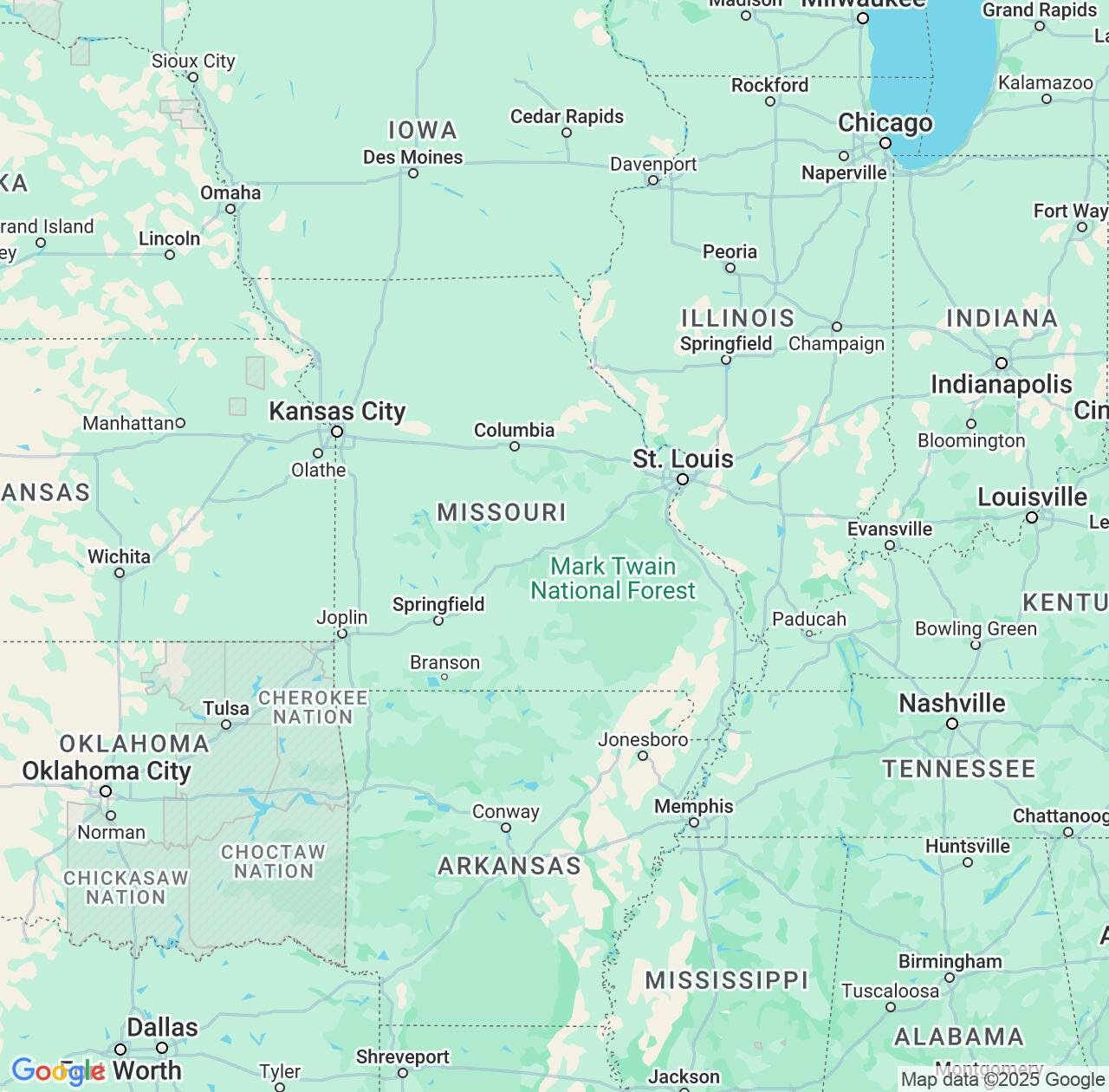 Map image for Intellectual Property Lawyers in Missouri and United States IP firms at coordinates  ; .