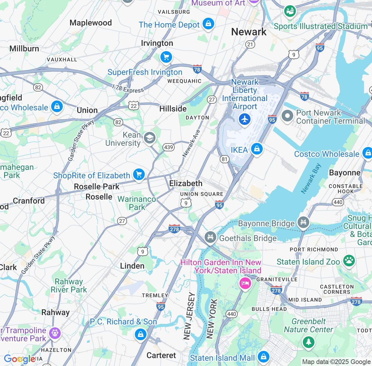Map image for Intellectual Property Lawyers in Elizabeth and New Jersey IP firms at coordinates  ; .