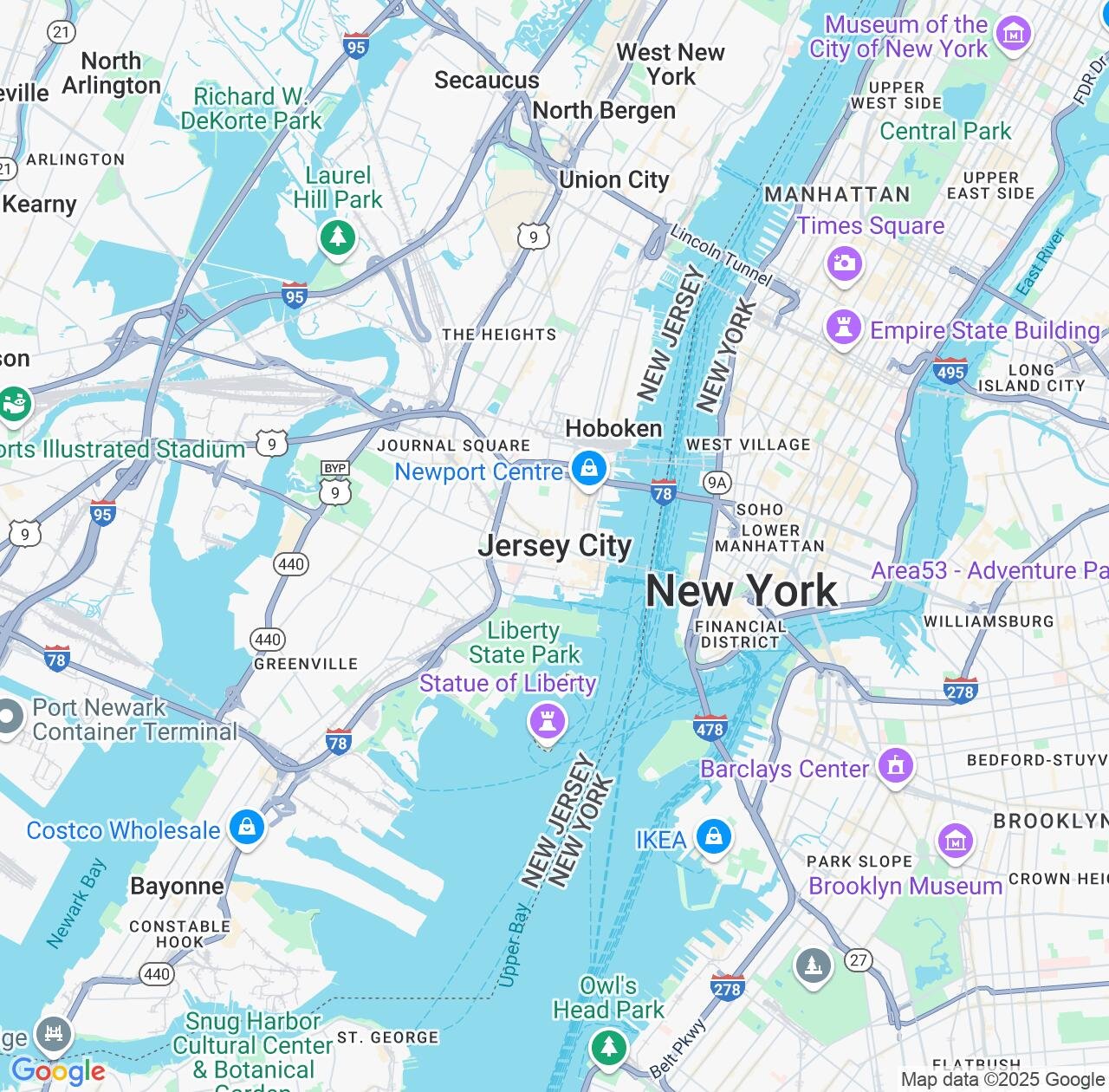 Map image for Intellectual Property Lawyers in Jersey City and New Jersey IP firms at coordinates  ; .
