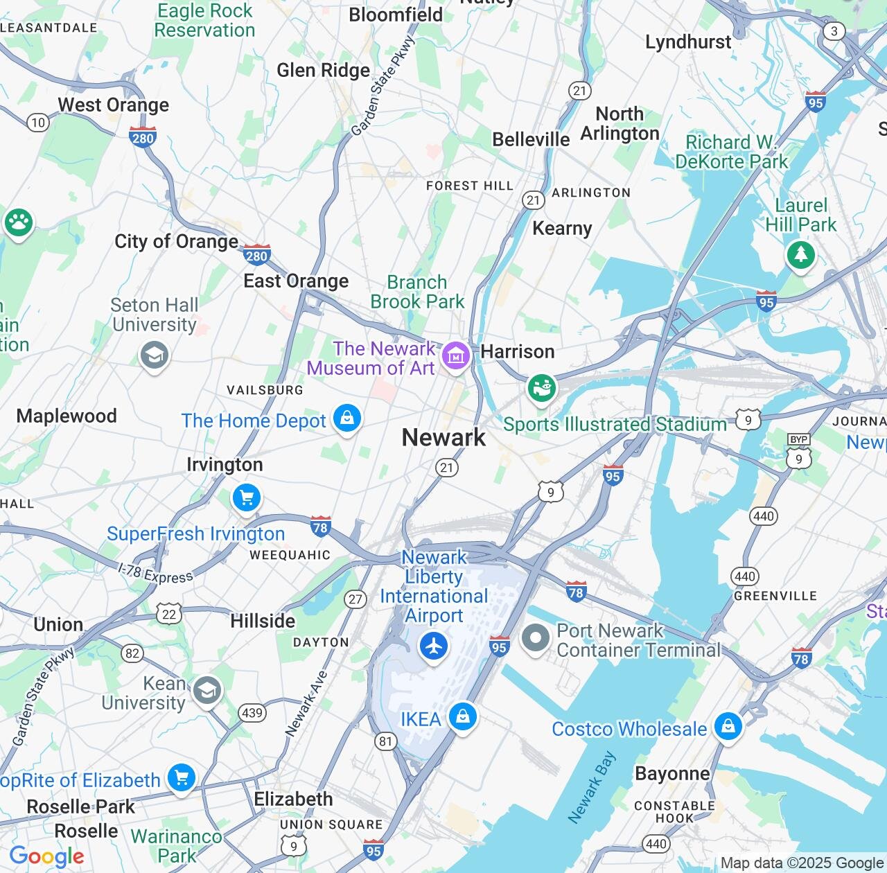 Map image for Intellectual Property Lawyers in Newark and New Jersey IP firms at coordinates  ; .